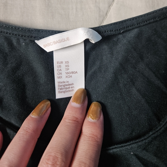 H&M Green Bodycon Dress Cotton Blend XS - Picture 4 of 5